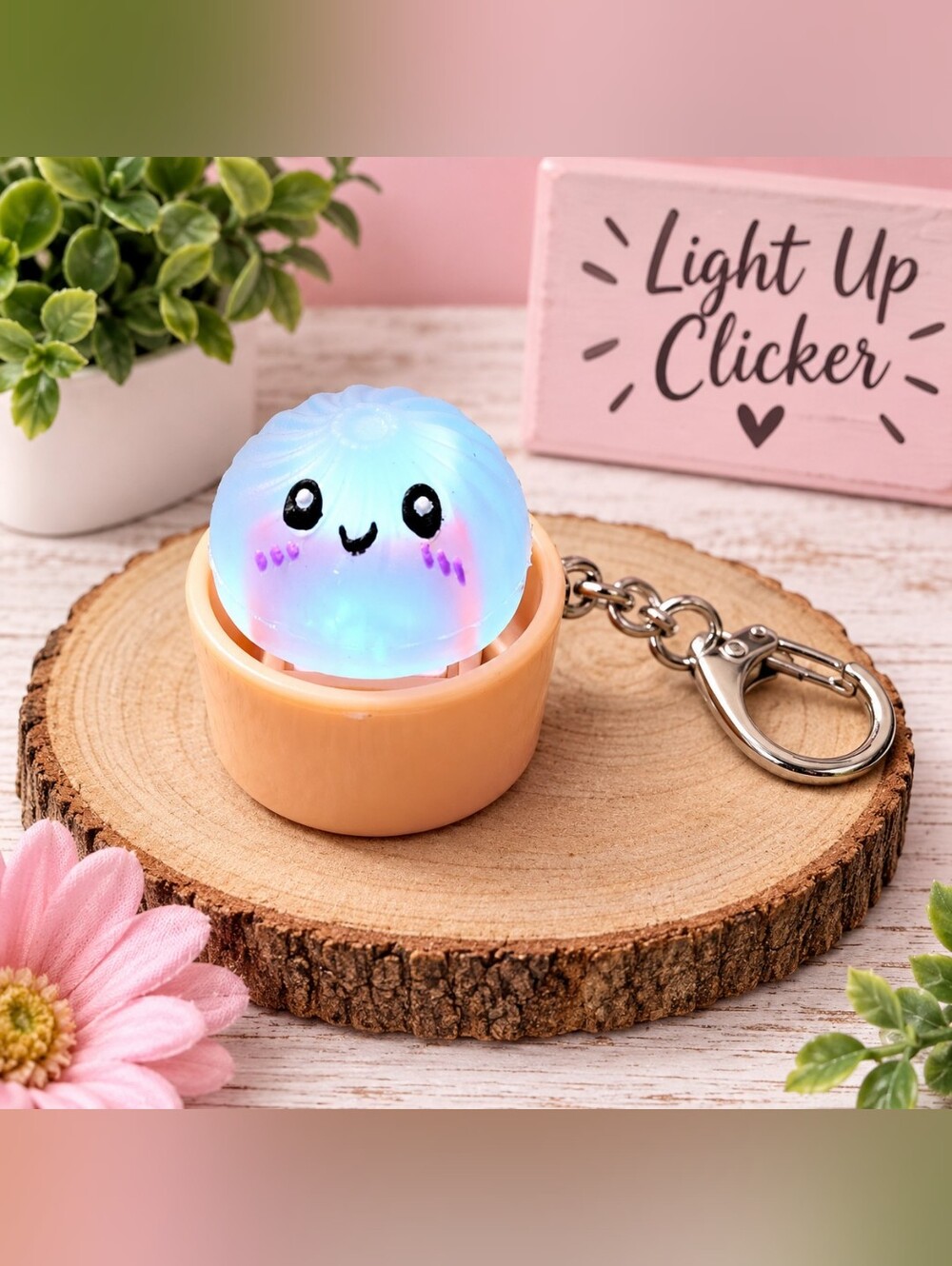 Light-Up Cute Dumpling Keychain - Blue Glow
